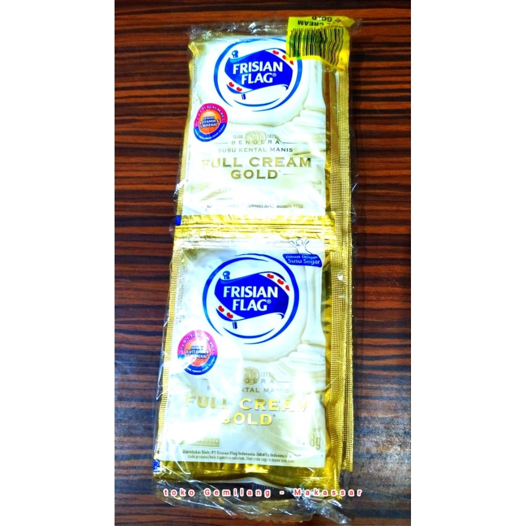 

Frisian flag / Bendera Susu kental manis full cream gold pak isi 6 sachet @38 gr