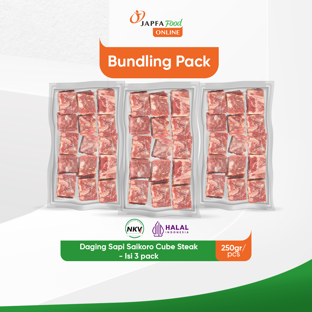 

Saikoro Beef Cube Steak 250gr - Isi 3 pack
