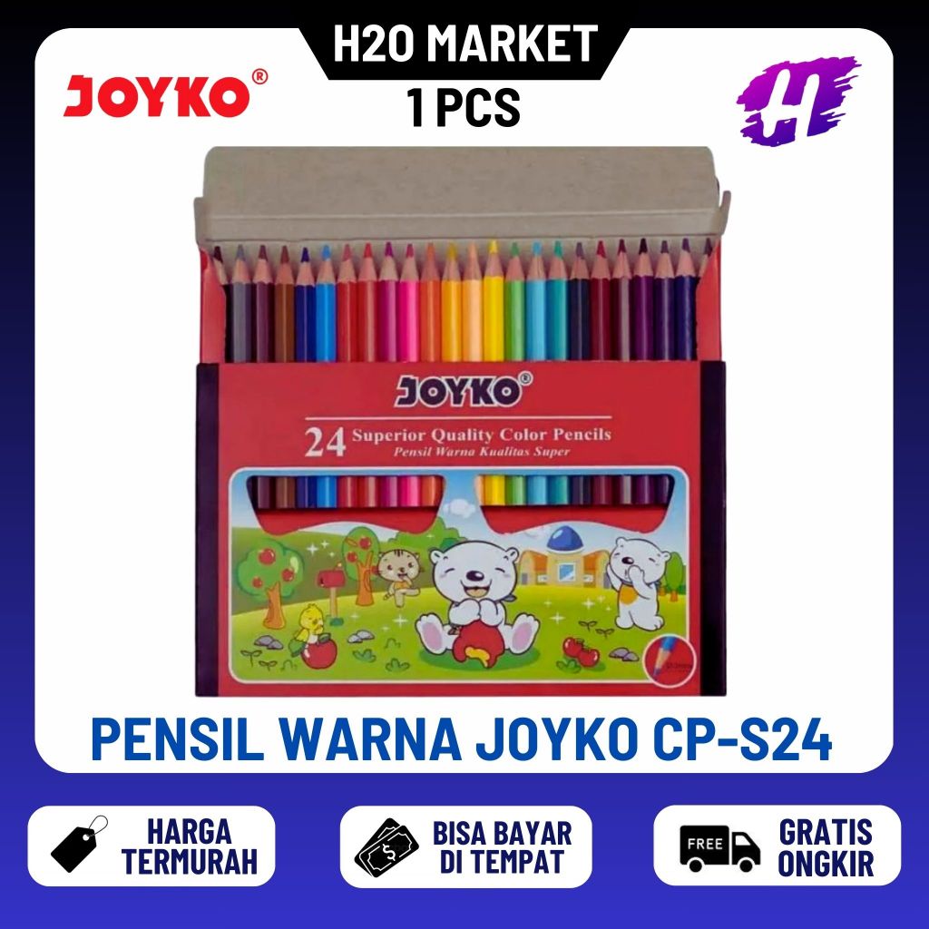 

❤️H2O❤️ Pensil Warna Joyko CP-S24 - 24 Warna Color Pendek Pencil Murah