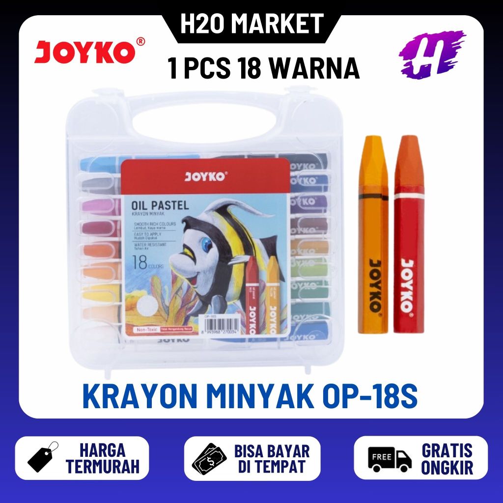 

❤️H2O❤️ Krayon Minyak Joyko 18 Warna / OP-18S / OP18S Oil Pastel Crayon