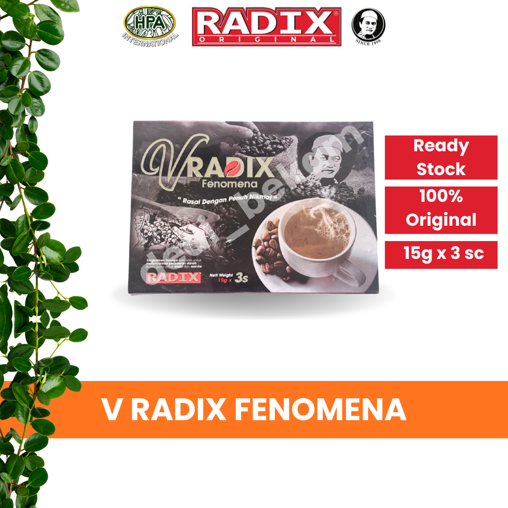 KOPI V RADIX FENOMENA HPA 100% ORIGINAL MALAYSIA KEMASAN BARU ISI 3 SACHET | 15 gr