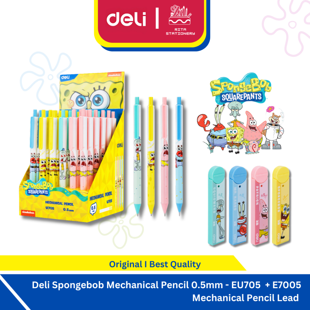 

Deli Spongebob Paket Pensil mekanik + isi / Mechanical Pencil 0.5mm paket -EU705 + E7005