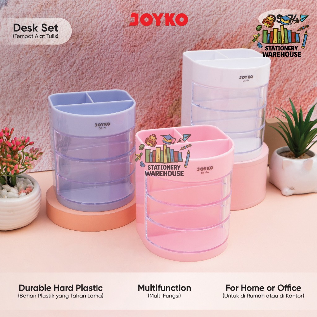 

Desk Set JOYKO Pen Holder Tempat Alat Tulis DS-74 Blue Pink White
