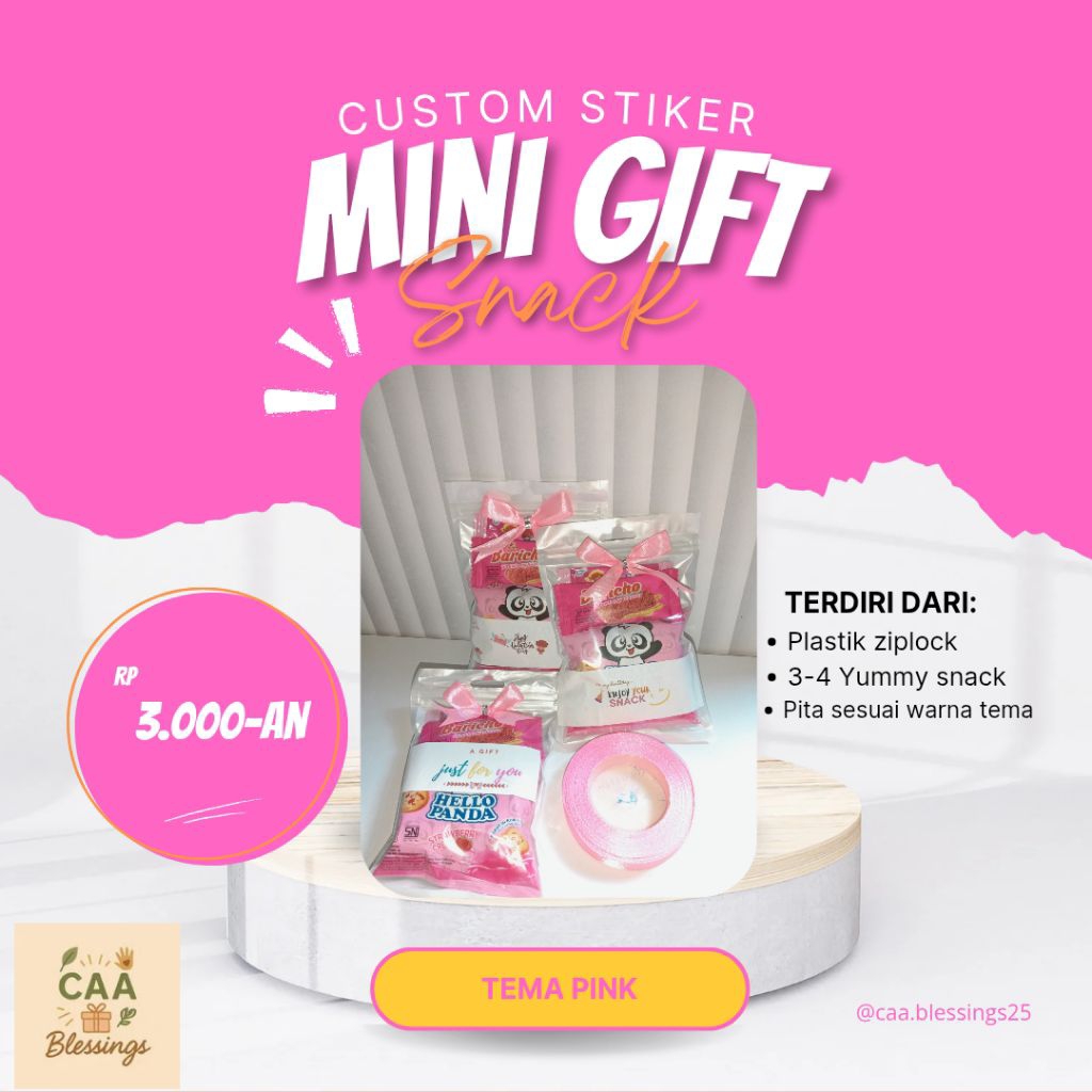 

Mini Gift Snack Tema PINK | [Free Custom Stiker]| Mini Snack ulangtahun | Isian Snack pouch