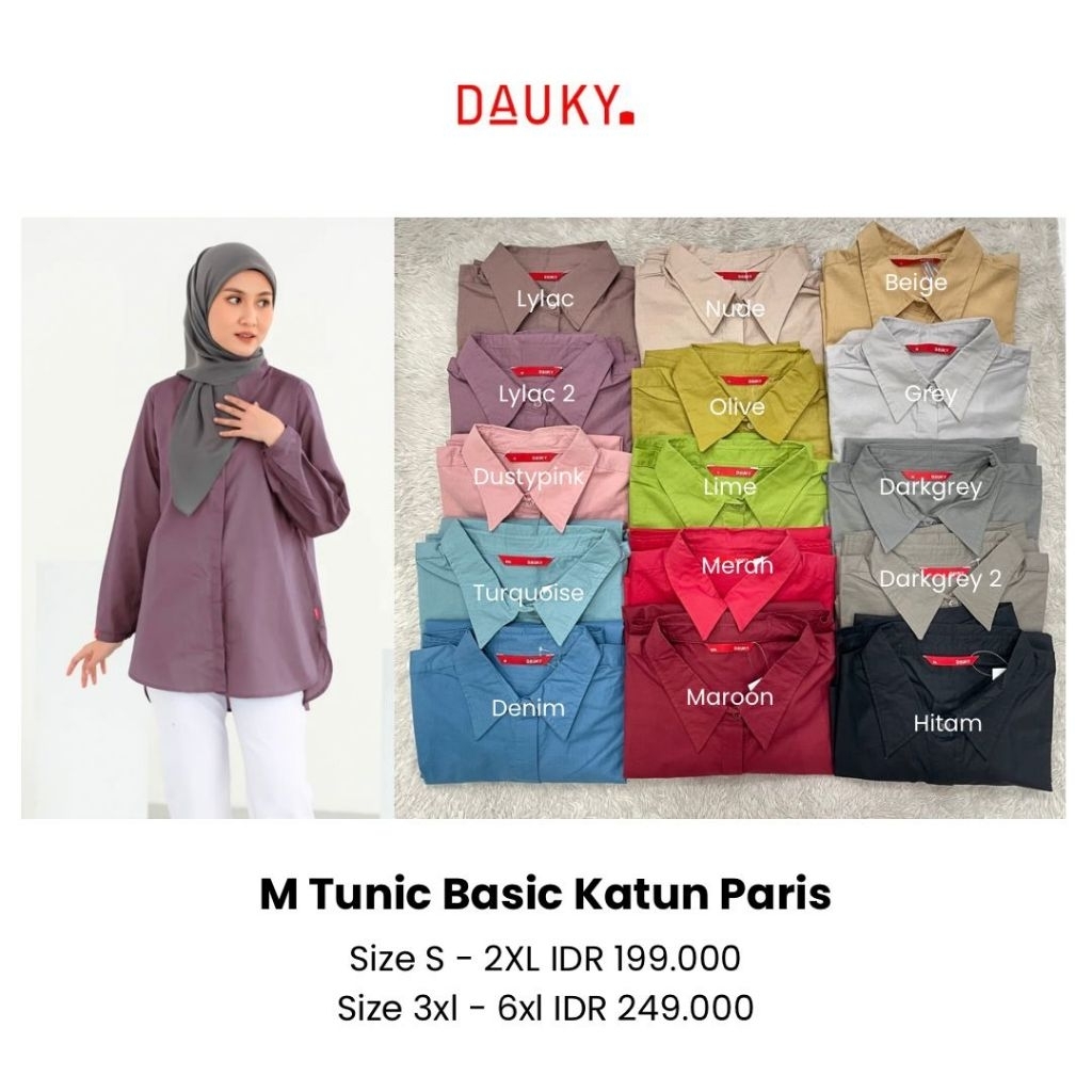 M TUNIC BASIC KATUN PARIS Tunik Kemeja Polos Dauky