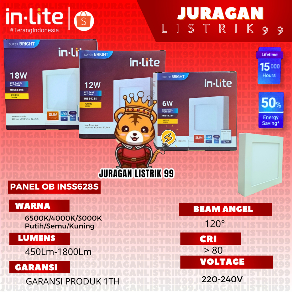 INLITE - DOWNLIGHT PANEL OUTBOW OB KOTAK INSS628S 6W 12W 18W / DOWNLIGHT LED / DOWNLIGHT KOTAK / DOW