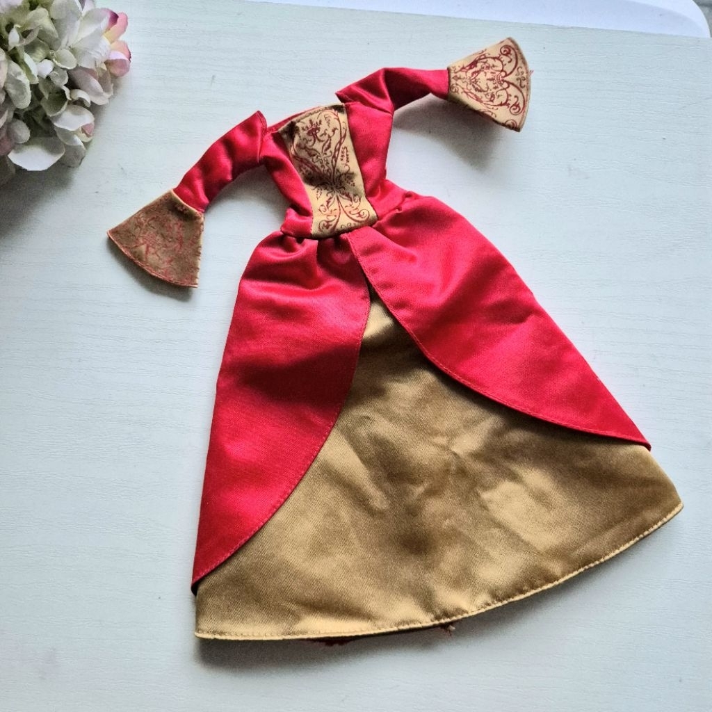 Baju Gaun Barbie Vintage Mattel gold red