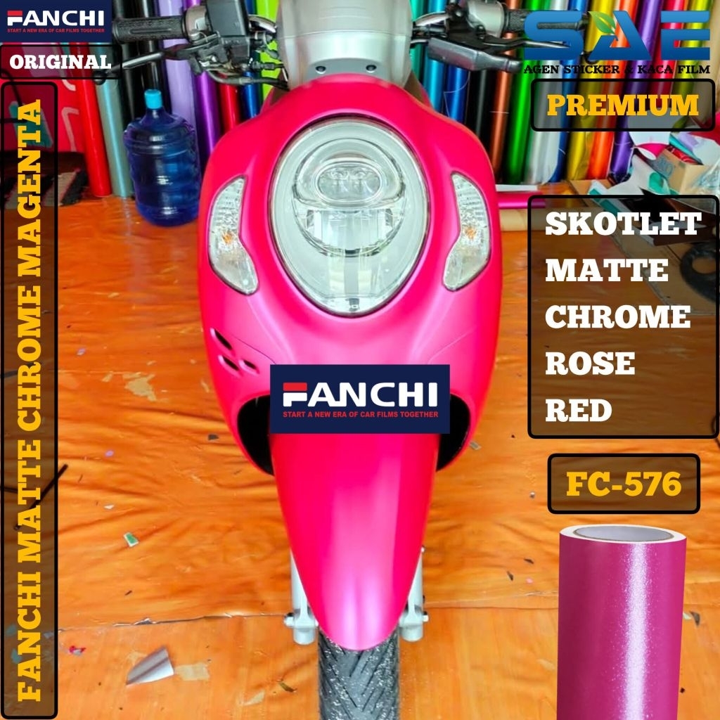 Sticker Skotlet Pink Rose Red Merah Muda Matte Chrome Premium Merek Fanchi Original Stiker Motor