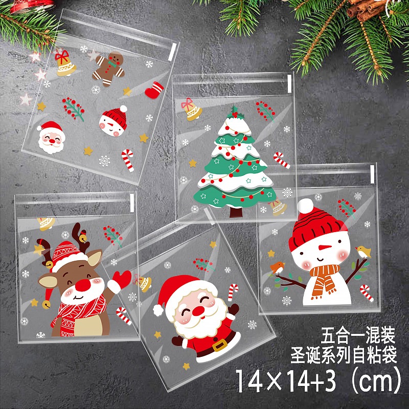 

[100 PC 14x14 CM PLASTIK OPP COOKIES NATAL ] Kantong Plastik Biskuit Natal, Cookies Bag Candy Christmas Souvenir Hampers Natal, Plastik Kue Kering Natal