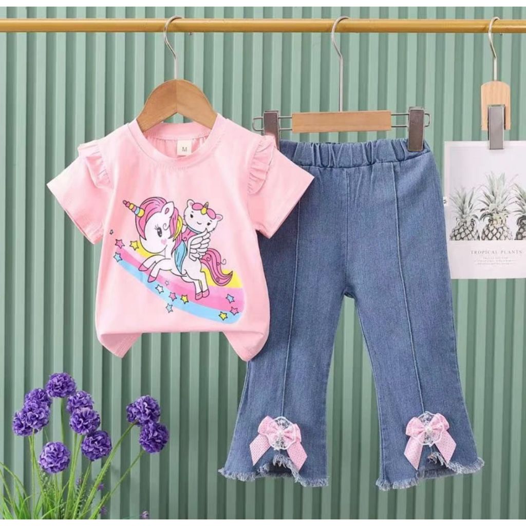 Setelan Anak Perempuan Import Umur 2-11 Tahun Celana Jeans Import Anak Perempuan Model Kekinian / Ba