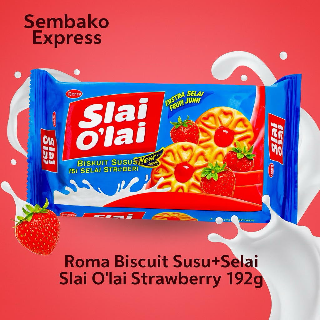 

Roma Slai O’lai Strawberry 192g – Biskuit Isi Selai Stroberi