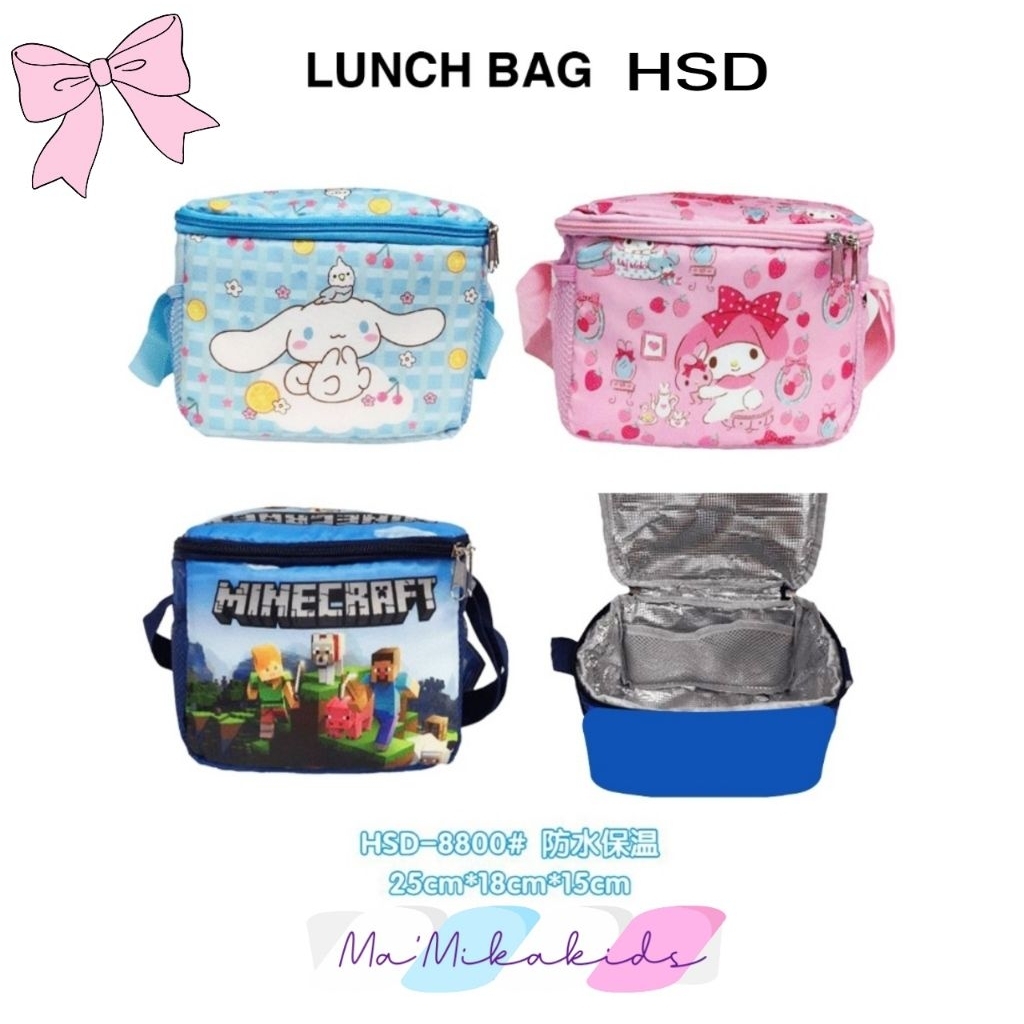 Lunch Bag/Tas Makan Original HSD My Melody Cinnamoroll Minecraft