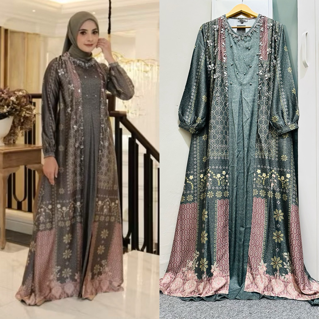(𝐑𝐞𝐚𝐝𝐲 𝐒𝐭𝐨𝐜𝐤) Javina Official - Fayra Dress Dewasa Dark Forest Size XL | Fayra Famset Family Set | D