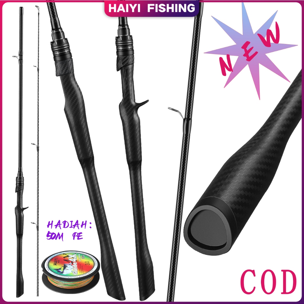 HAIYI Joran Umpan Baru , Warna Hitam Keren, Gagang Nyaman dengan Daya Elastisitas Bagus, Ukuran 1.65