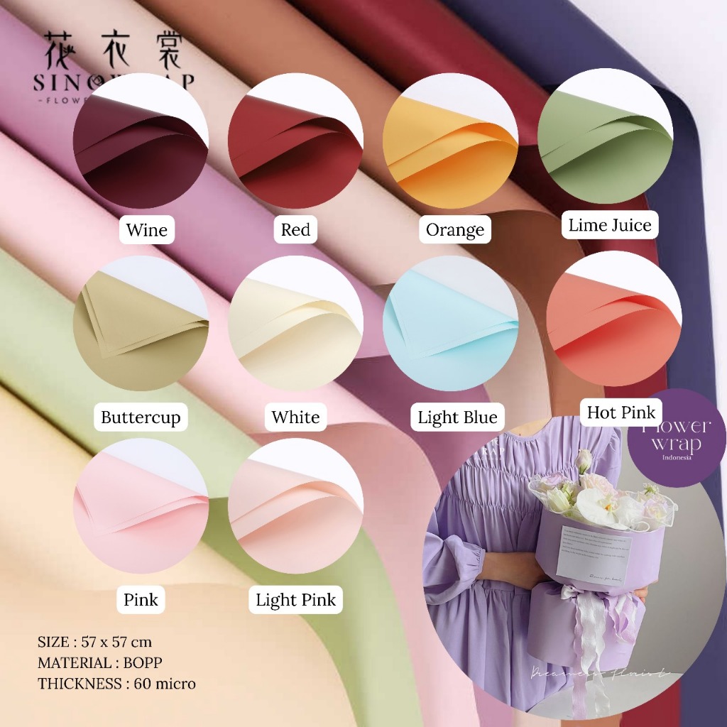 

Flower wrapping paper Cellophane varian Solid Polos premium paper florist kertas buket bunga premium Valentine Hari Ibu Wisuda