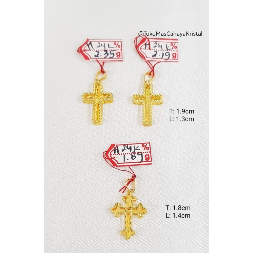 Liontin Emas Salib 24k HK Hongkong 999%- Gold Pendant (1)
