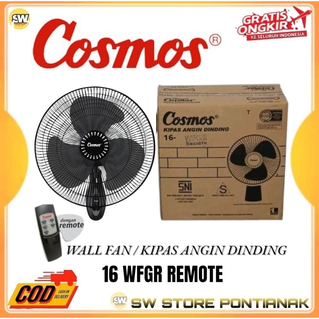 COSMOS 16 WFGR REMOTE / KIPAS ANGIN DINDING 16 INCH COSMOS 16 WFGR / WALL FAN COSMOS 16WFGR REMOTE /