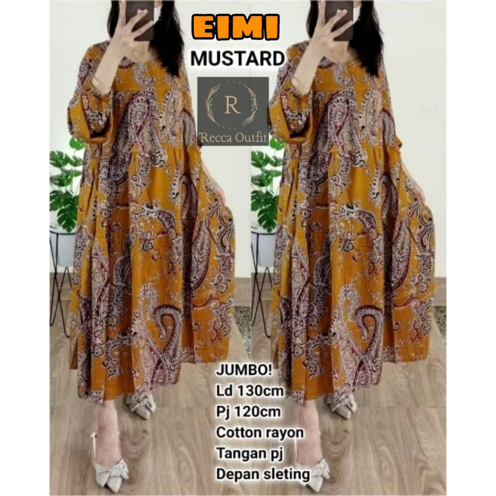 EIMI KIMI LONG TUNIK BY RECCA OUTFIT LONG TUNIK RAYON PREMIUM SUPER JUMBO LD 130