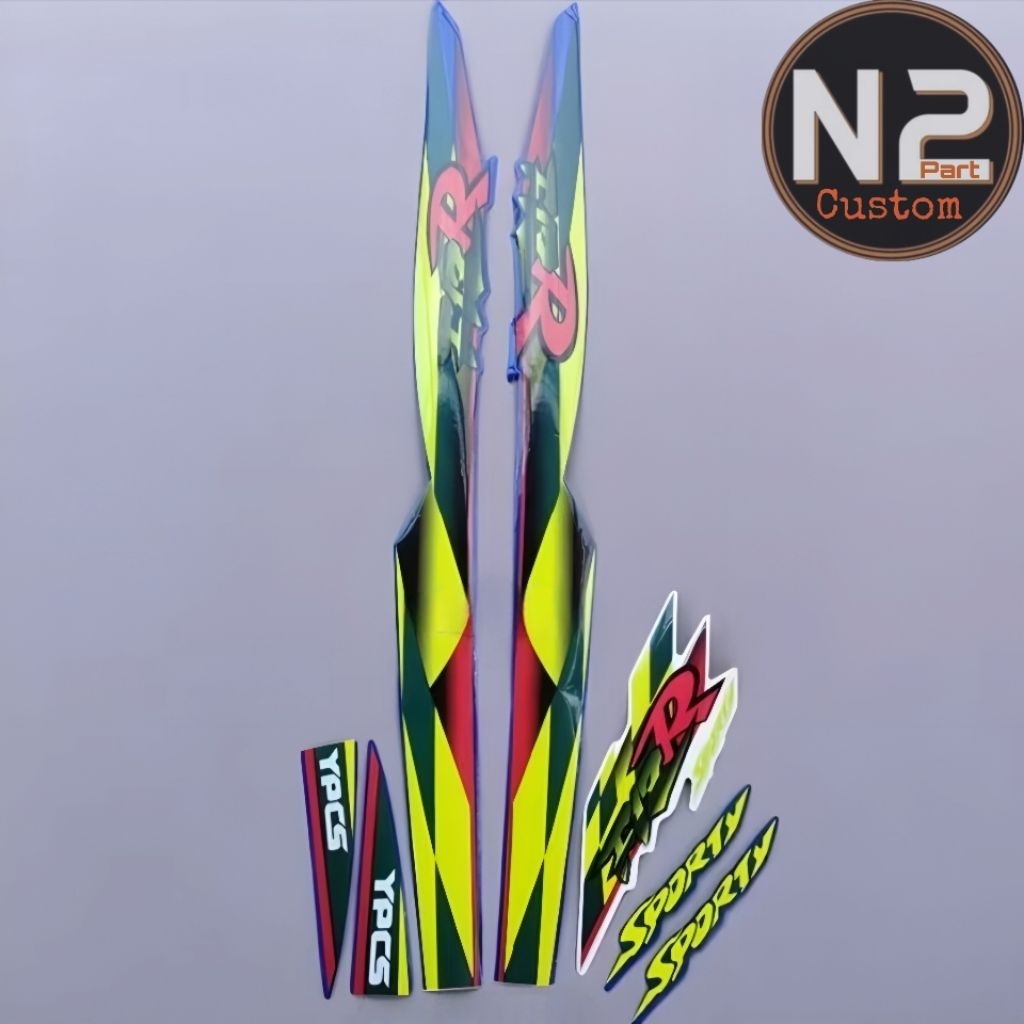 Striping Stiker motor Yamaha fiz r fizr f1 zr 1998 98 biru lis hijau Sticker body standar terbaik