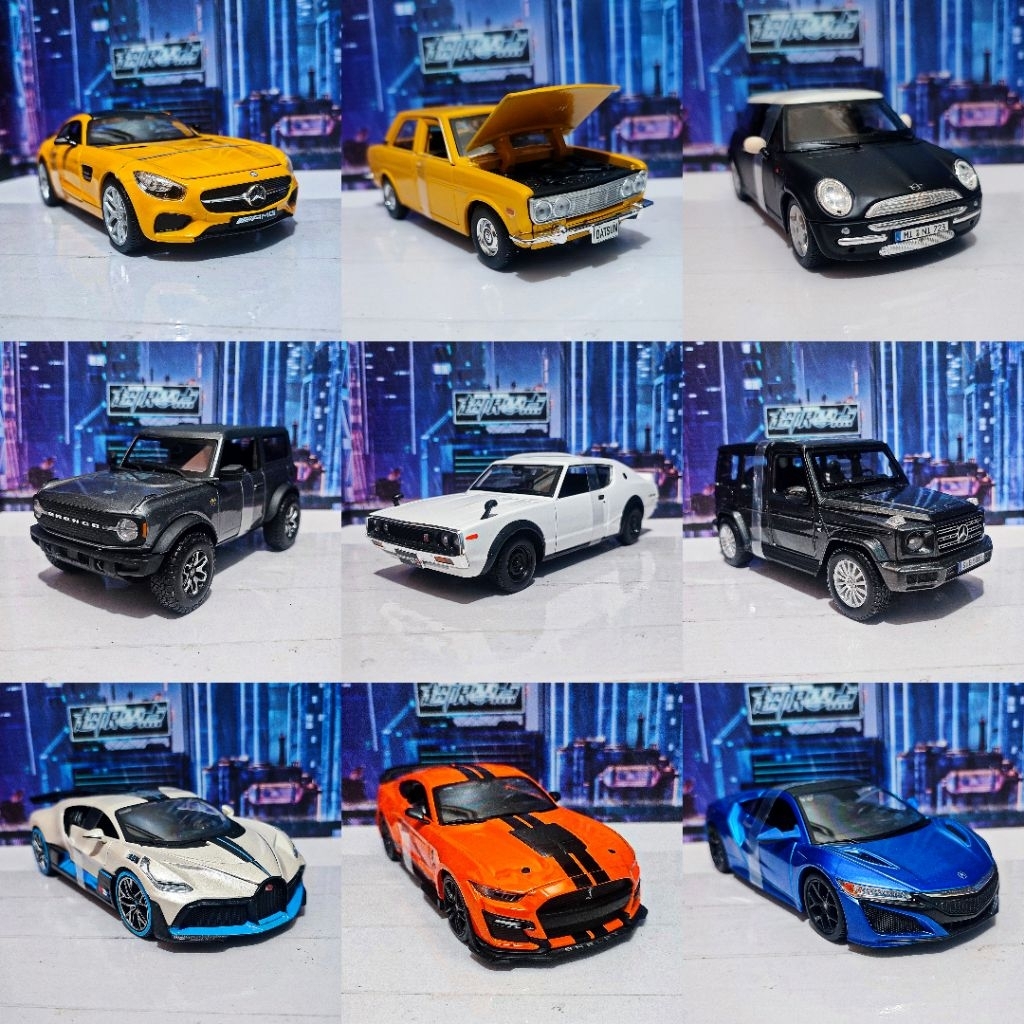 MINIATUR DIECAST MAISTO 1:24 1/24 SUPERCAR NISSAN SKYLINE 2000GTR FORD MUSTANG ACURA NSX MERCEDES BE
