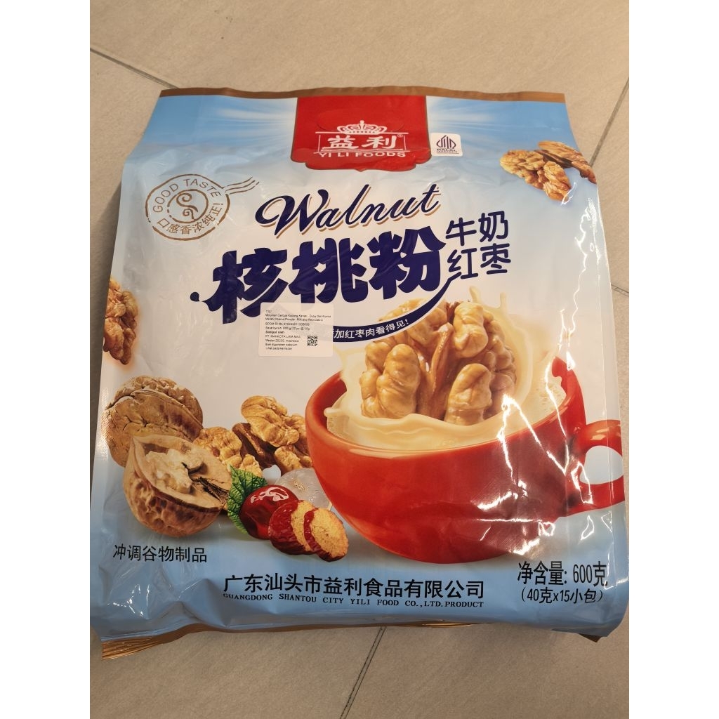 

YI LI WALNUT POWDER. SUSU DAN KURMA MERAH WALNUT POWDER. KACANG KENARI. KACANG WALNUT