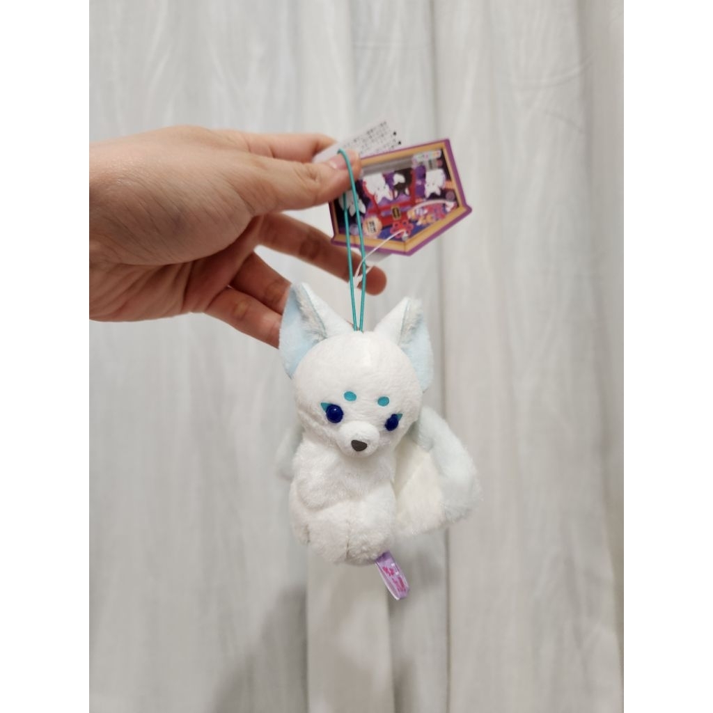 Amuse Keychain Phone Strap Boneka Kyubi Rubah Ekor 9 Putih Biru
