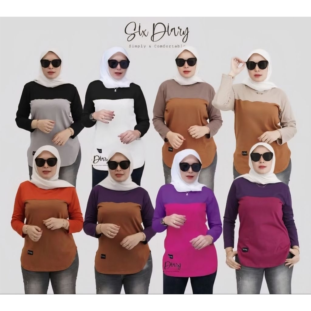 Six diary-Atasan wanita kaos oval viral kombinasi six diary terbaru