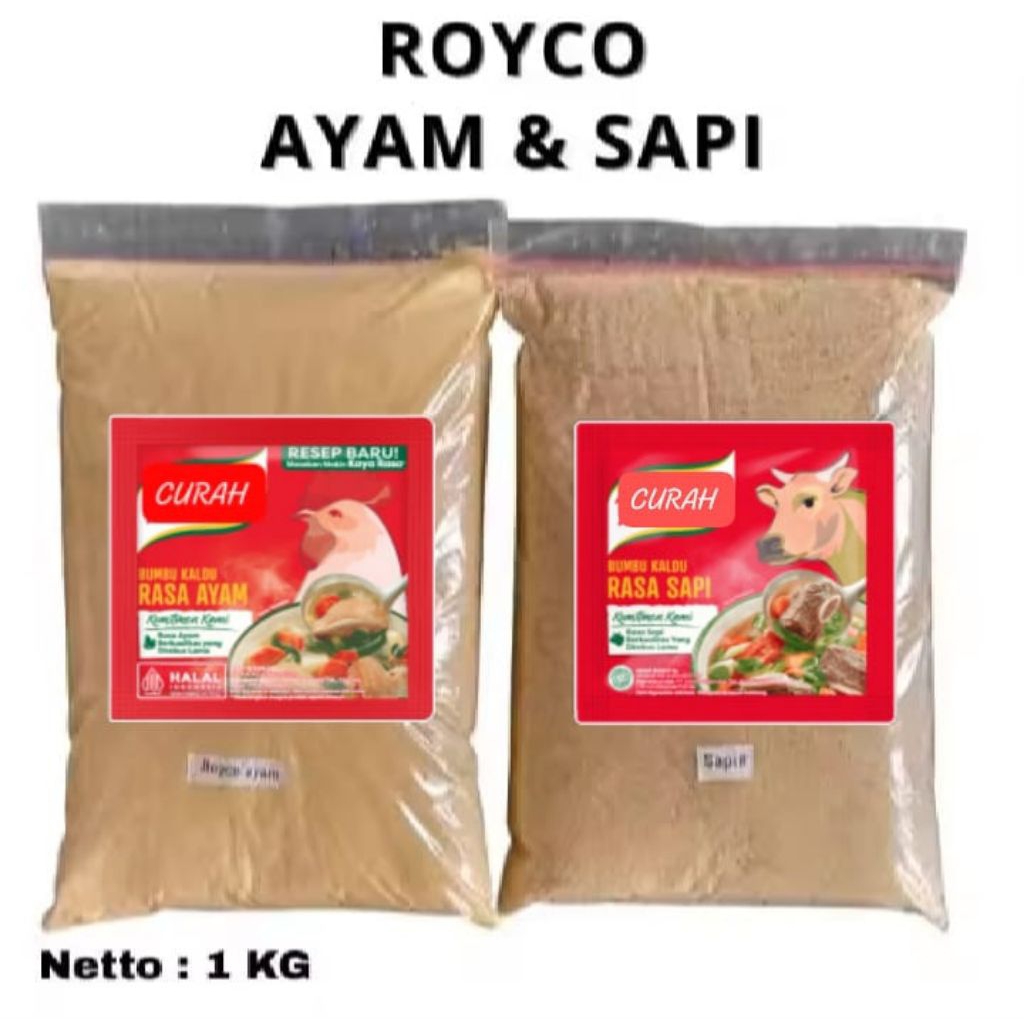 

ROYCO CURAH 1KG RASA AYAM&SAPI KALDU BUBUK PENYEDAP RASA MAKANAN