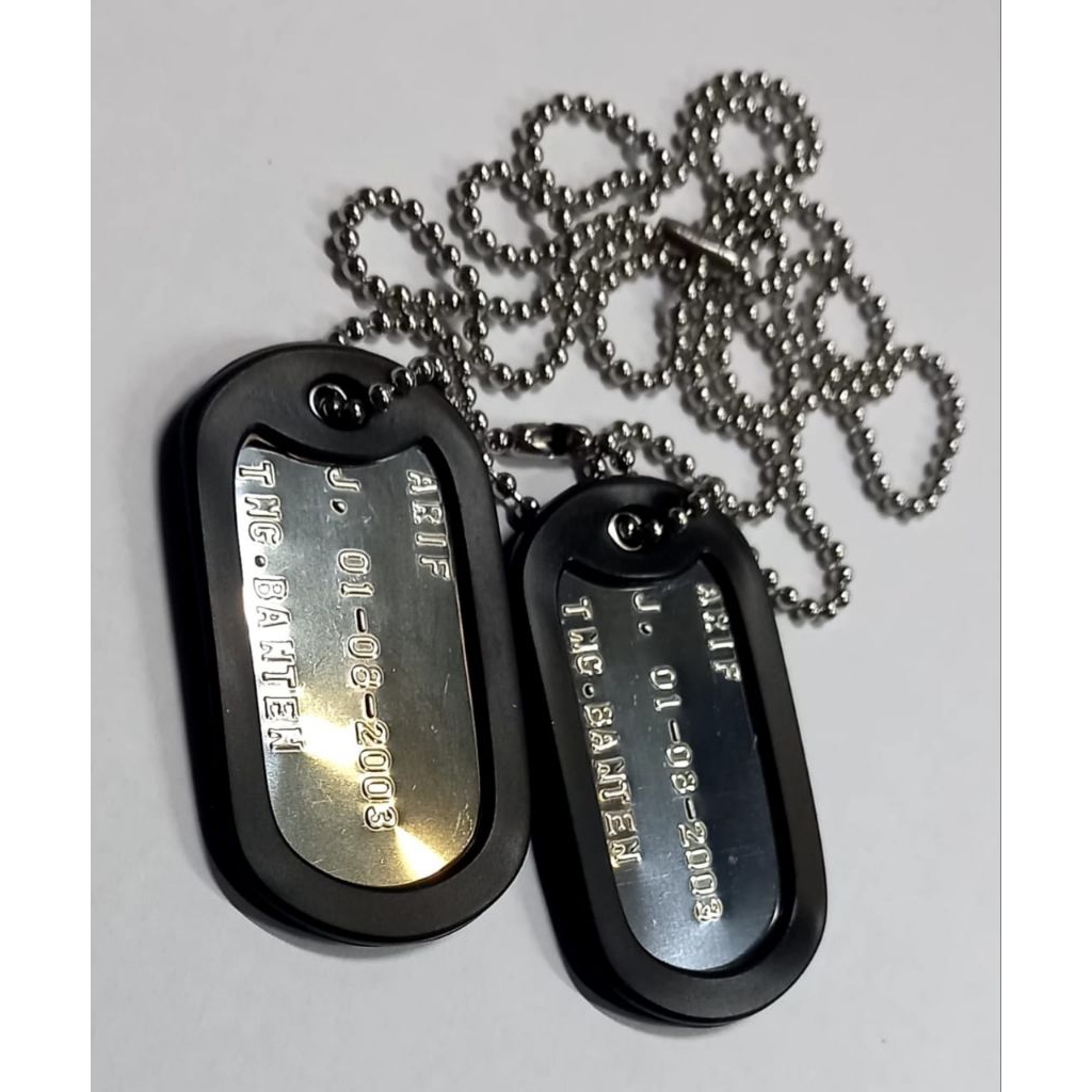 (CUSTOM) Kalung dogtag ambon TAG MENGKILAT klg uk 2,4mm / kalung besi putih ambon