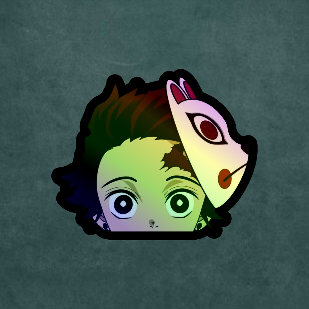 

Anime Hologram Tanjiro Sticker Case Kimetsu No Yaiba 7 cm