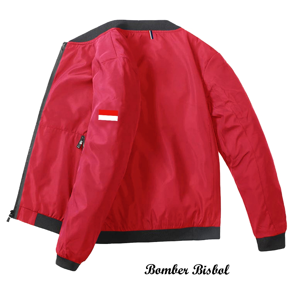 Promo Bomber Unisex - Jacket Bomber Logo Merah Putih | Jaket Outdoor