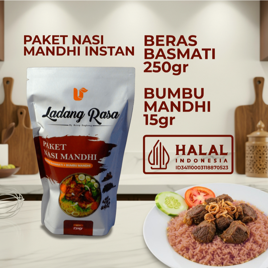 

Ladang Rasa Nasi Mandhi Instan Paket Beras Basmati 250gr Bumbu Nasi Mandhi Arab Yaman Bumbu Instan 15gr Kering Bubuk Praktis Premium