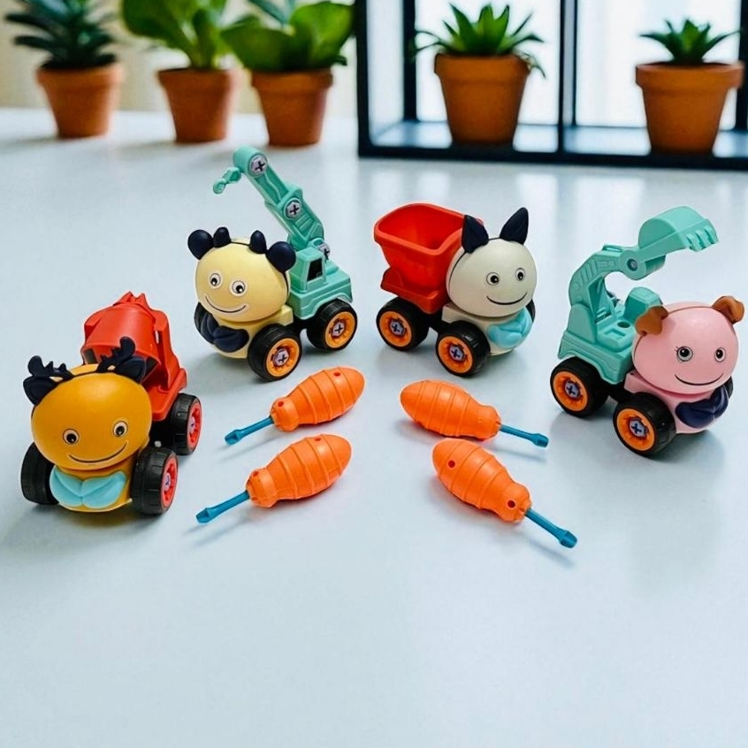 Mainan bongkar pasang  anak mobil mobilan kontruksi / mobil kontruksi bongkar pasang tanpa baterai