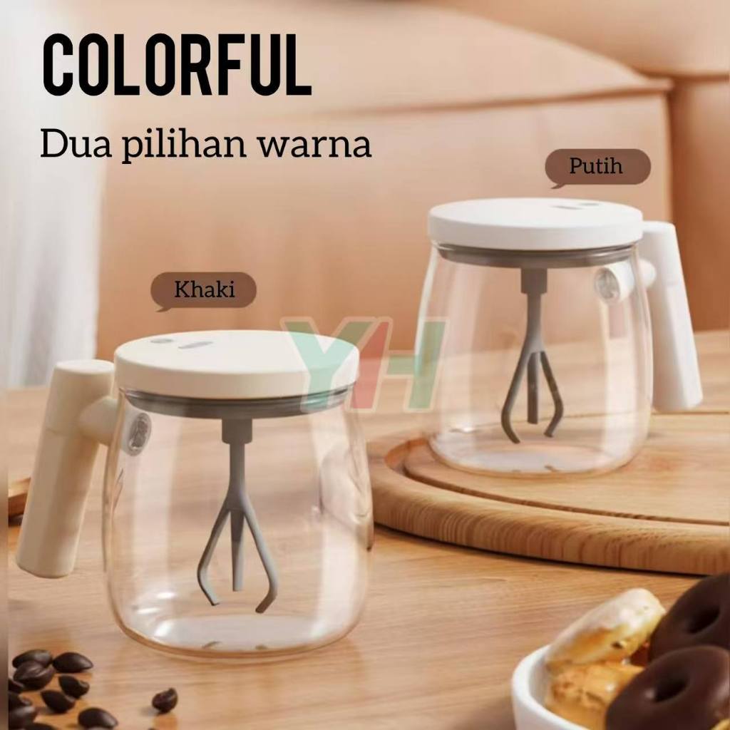 Soreshop_ Cangkir Mug Pengaduk Otomatis/Cangkir Mini Portable Pengaduk Kopi/Gelas Mug Kaca Aduk Anti
