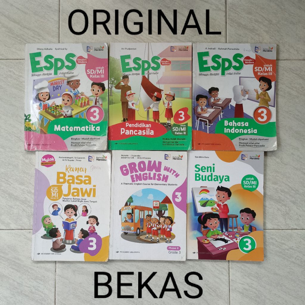 ( BEKAS ) ( ORIGINAL ) BUKU KELAS 3 III SD MI PENERBIT ERLANGGA KURIKULUM MERDEKA - ESPS MATEMATIKA 