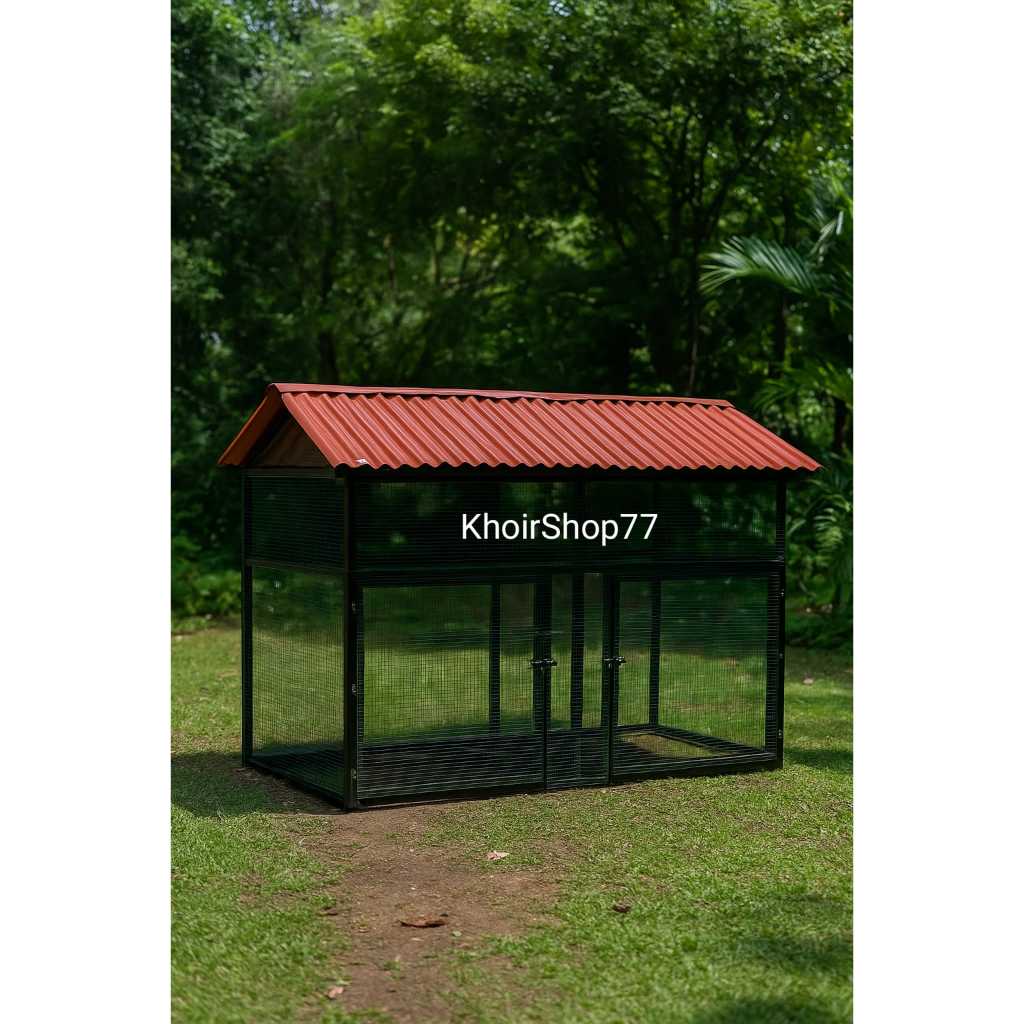 Kandang Ayam Jumbo 2 Meter Baja Ringan Sekat Bongkar Pasang Atap Eco Green