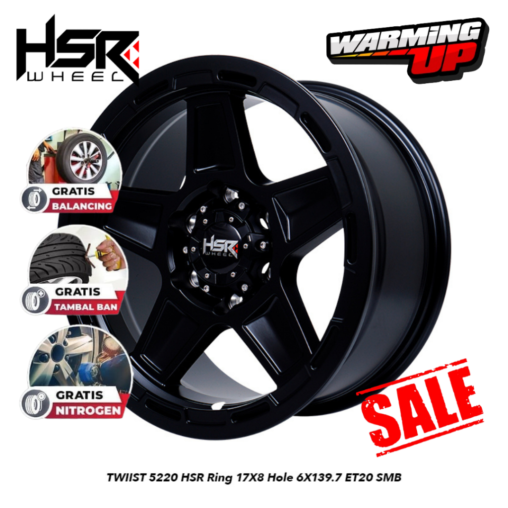 Pelek Mobil Fortuner Pajero HSR TWIIST Ring 17 Lebar 8 Hole 6x139,7 Black Bintang