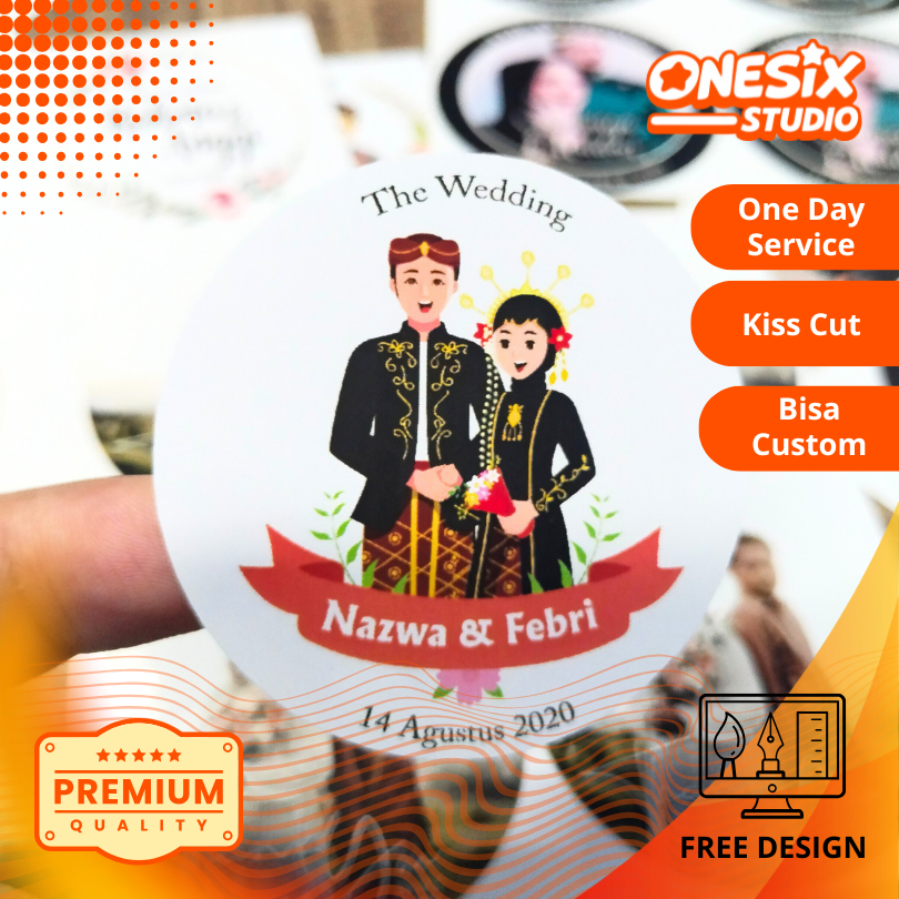 3-4 Sticker Wedding Souvenir Stiker Pernikahan Custom Ucapan Nikah Nikahan
