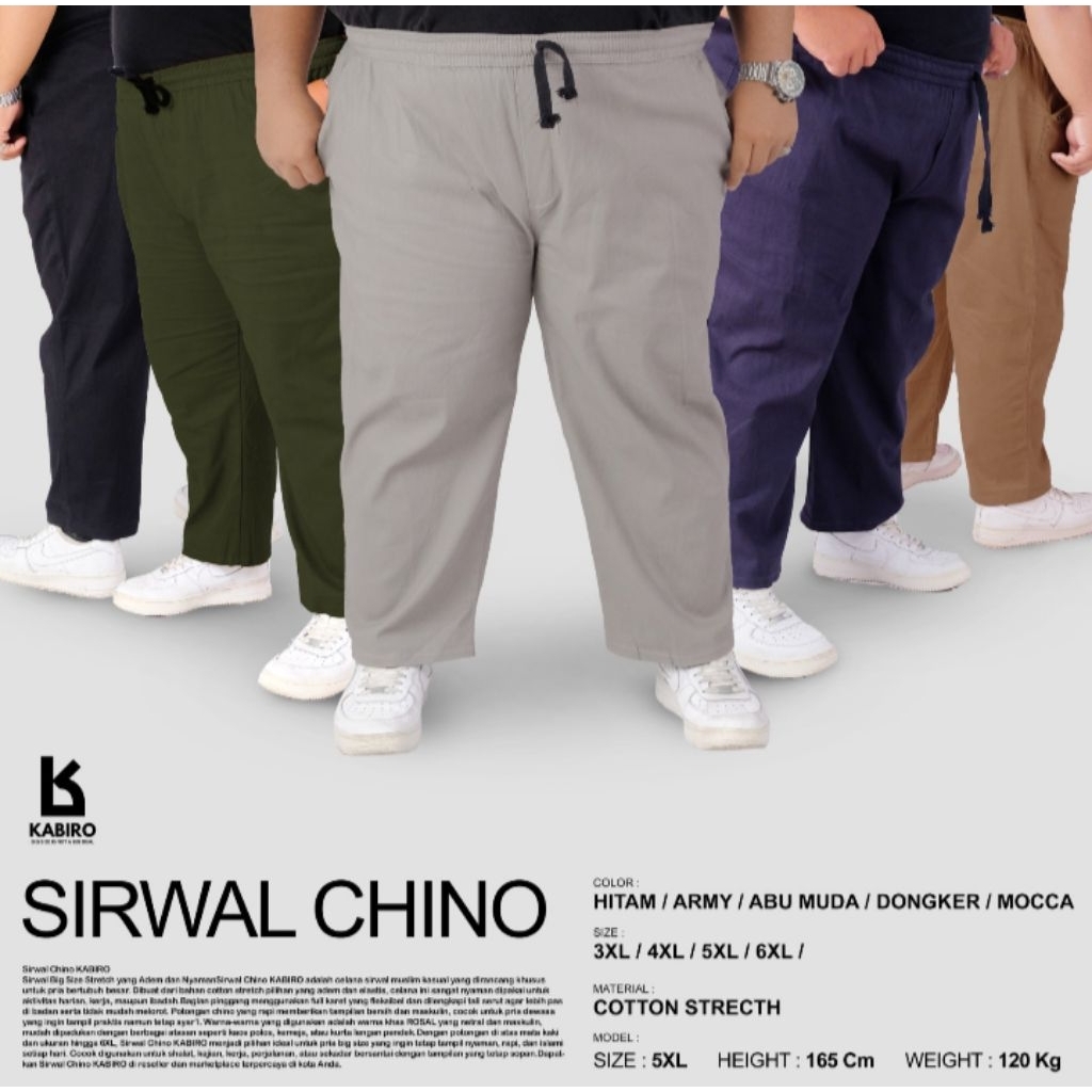 Sirwal chino BIG SIZE celana chino jumbo pria bahan stretch melar adem dan elastis