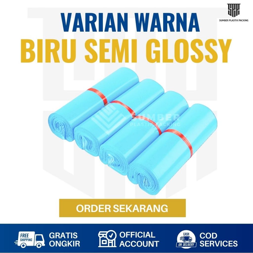 

Plastik Packing Polymailer 17x30 Warna Biru Semi isi 100 Pcs Murah