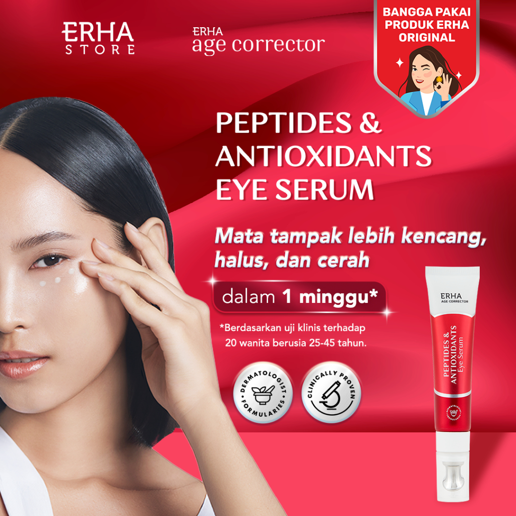 ERHA Age Corrector Peptides & Antioxidants Eye Serum 15g - Serum Mata Anti Aging | Mencerahkan Mata 
