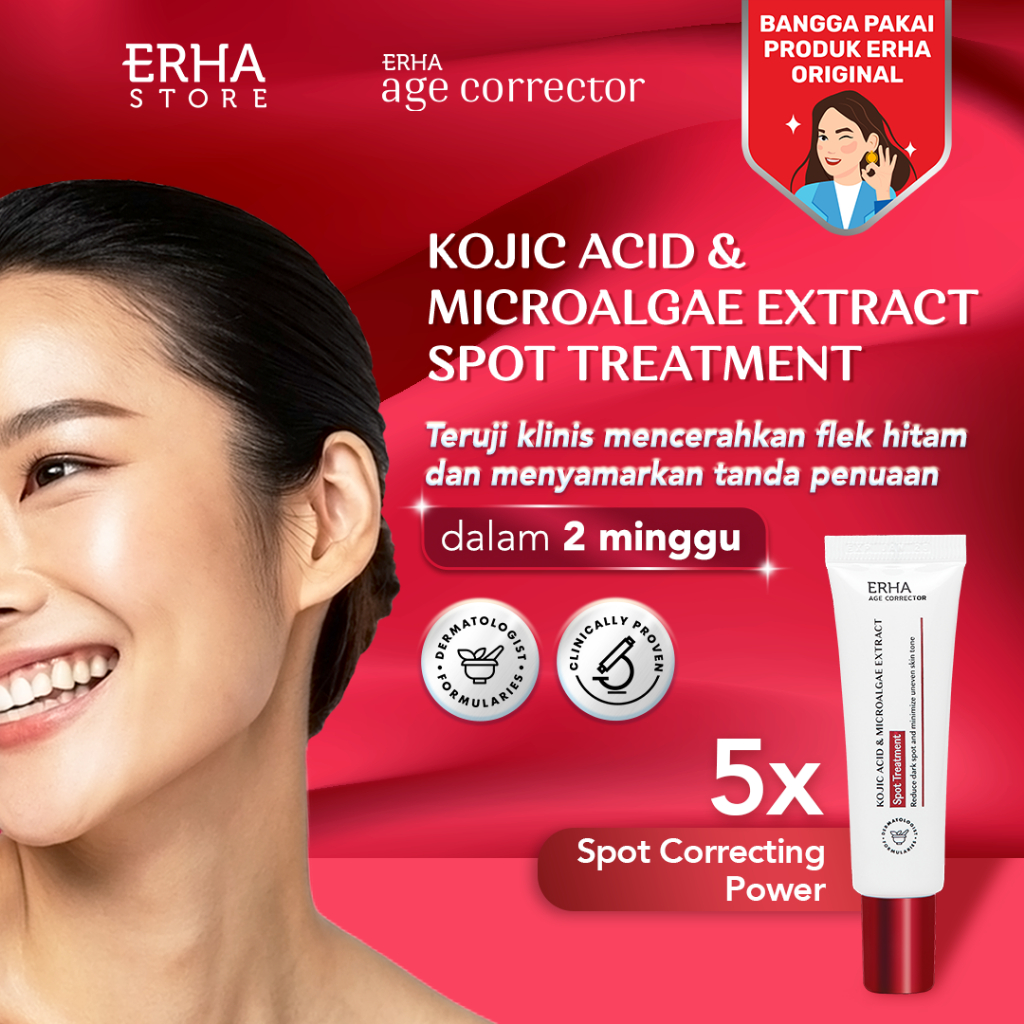ERHA Age Corrector Kojic Acid & Microalgae Extract Spot Treatment 15g - Krim Untuk Flek Hitam | Dark