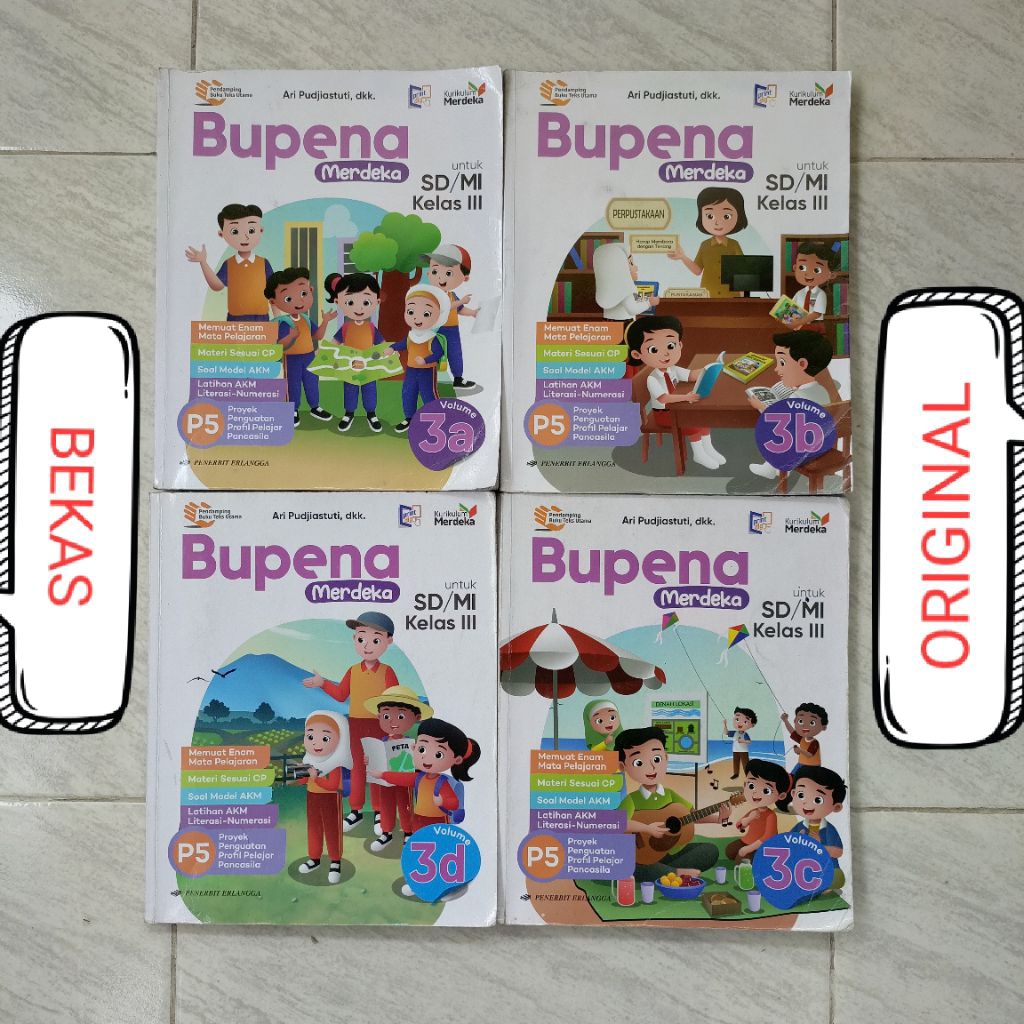 ( BEKAS ) BUKU BUPENA VOLUME 3A 3B 3C 3D KELAS 3 III SD MI PENERBIT ERLANGGA KURIKULUM MERDEKA PENDA