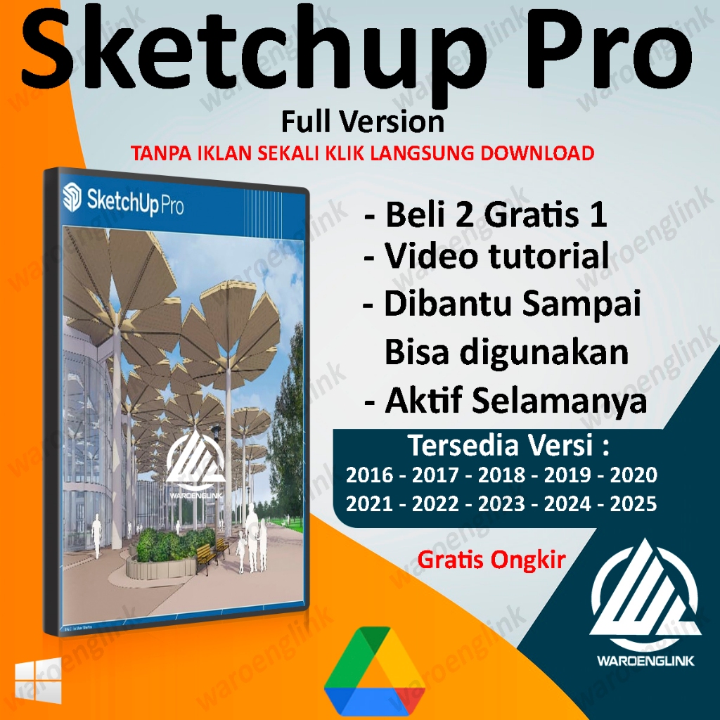 Sketchup PRO pilih type di variasi Sketchup terbaru lifetime BERGARANSI