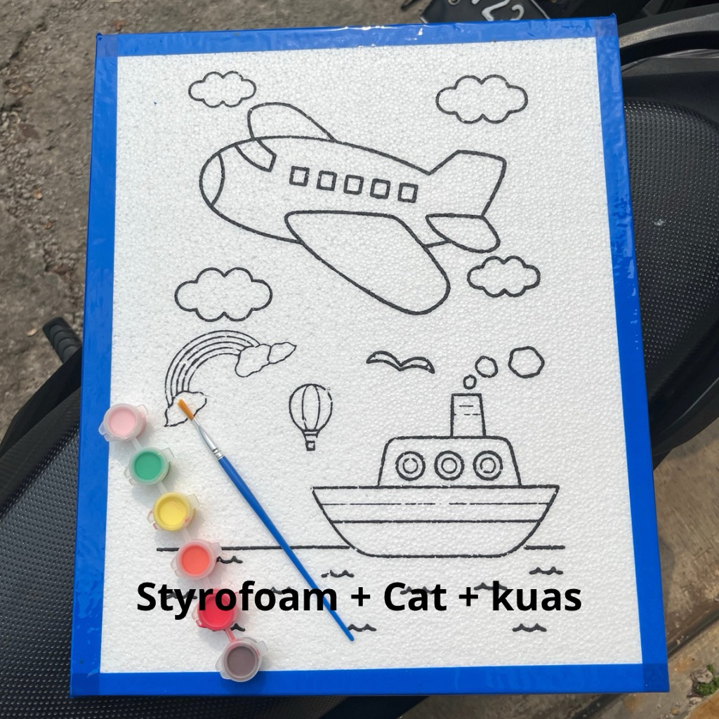 

PAKET HEMAT Styrofoam Lukis Anak+Cat+Kuas | Edukasi Anak | Styrofoam Mewarnai