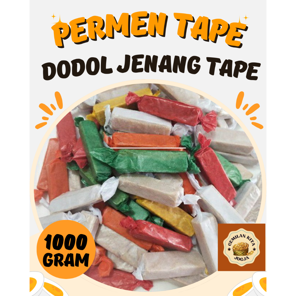 Permen Tape Suwar suwir / Oleh Oleh Jogja / Dodol Jenang Tape 1 Kg