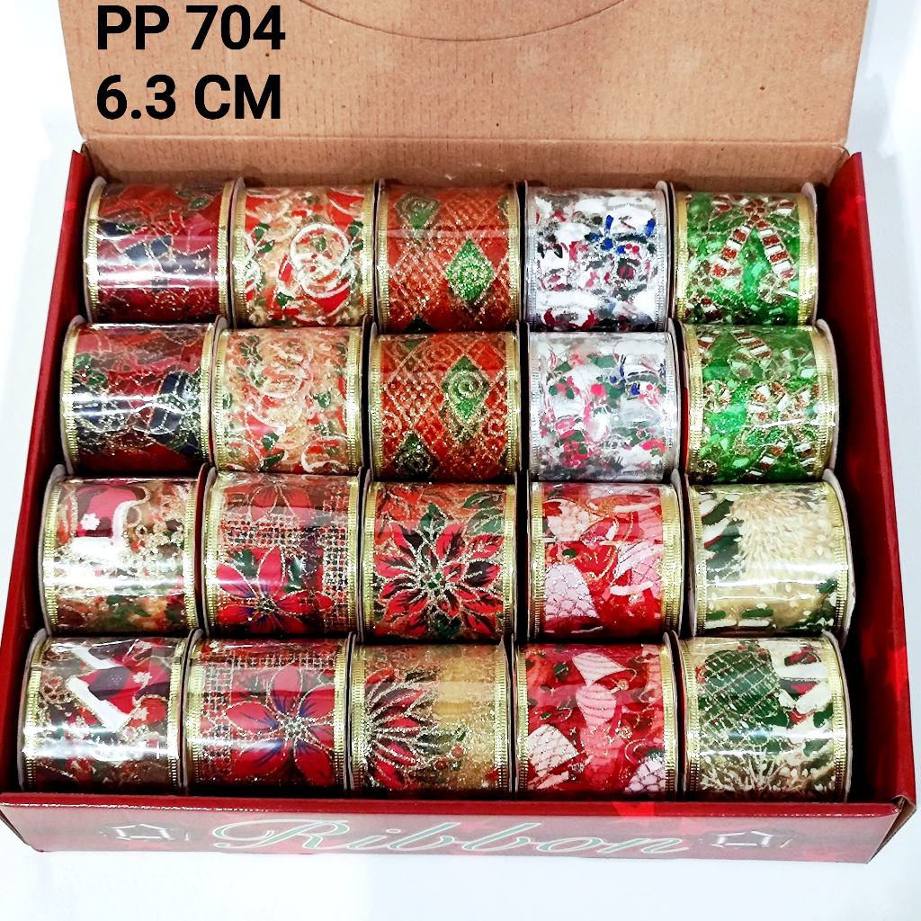 

[6.3cm 3y] Pita Natal Kawat Transparan Dekor Hampers Pita Kado Ornamen Pohon Natal Murah Ornamen Natal Christmas Gift Hampers Natal Murah Grosir