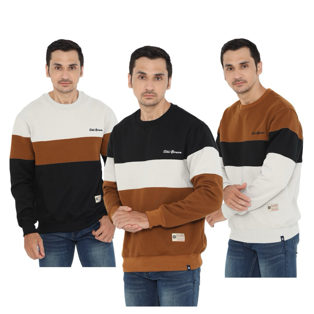 STILLBRAVO Sweater Crewneck Colour Block Pria Dan Wanita Limited Edition