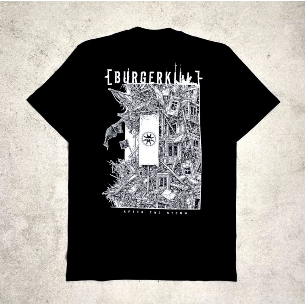 ORIGINAL TSHIRT BURGERKILL - AFTER THE STORM X GRIMLOC RECORD GARASI REBEL DISTRO KAOS BAND KASUAL B