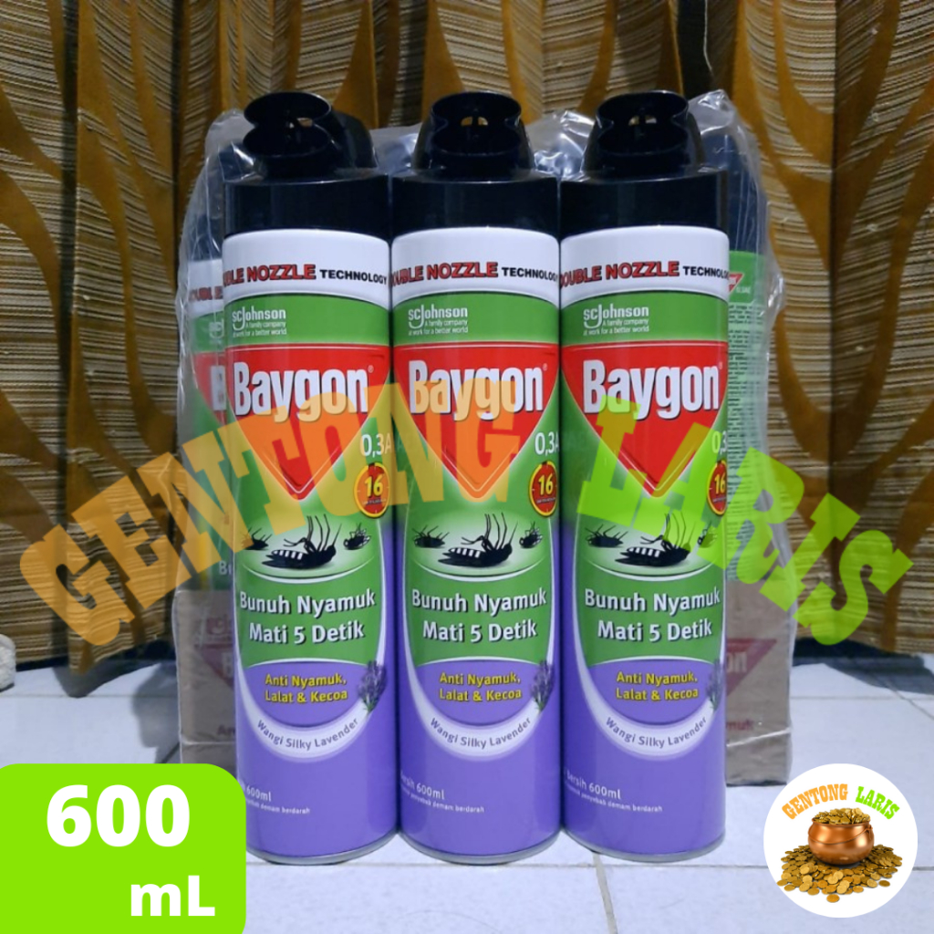 Baygon Aerosol 600 ml Obat Nyamuk Spray Semprot Silky Lavender